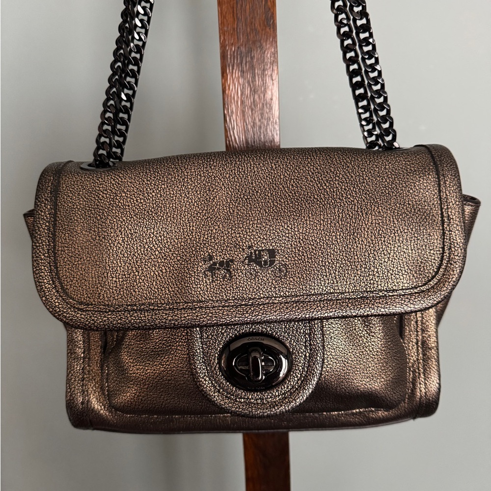 Coach Shimmering Bronze Chain Shoulder Bag Ranger
